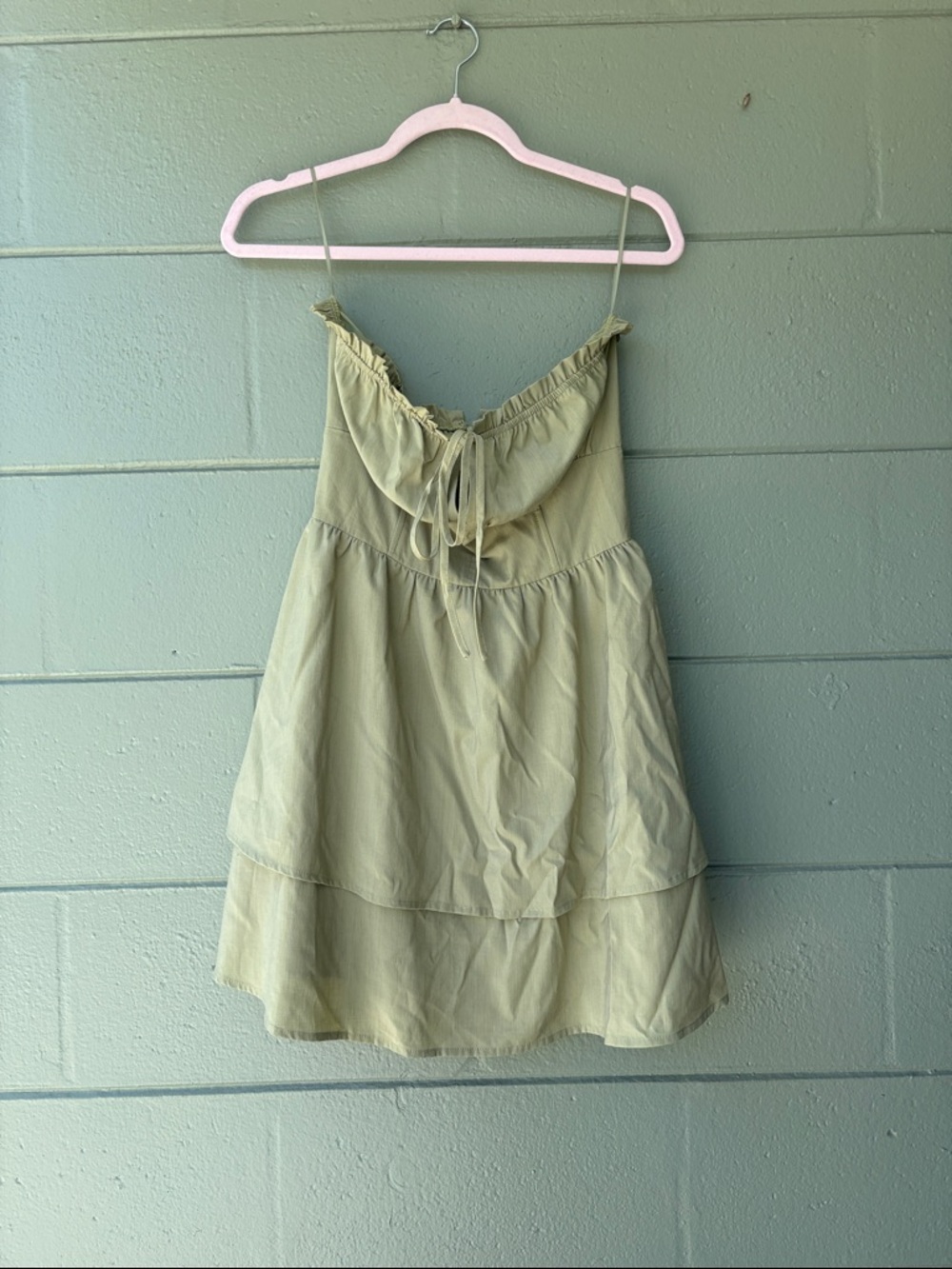 Strapless Sage Green Summer Dress